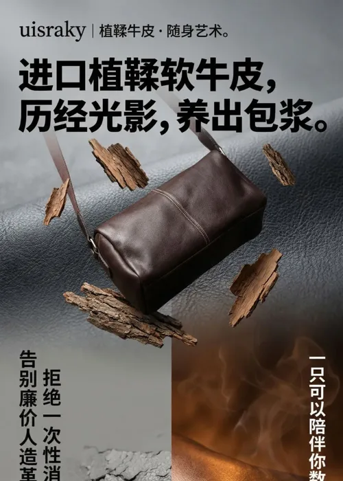 由前AI站内展示作品:皮具商品详情页上部预览
